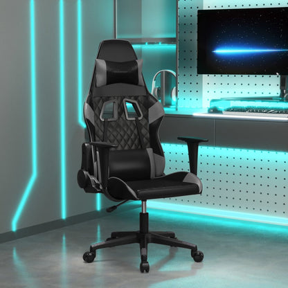 Sedia da Gaming Massaggiante Nero e Grigio in Similpelle