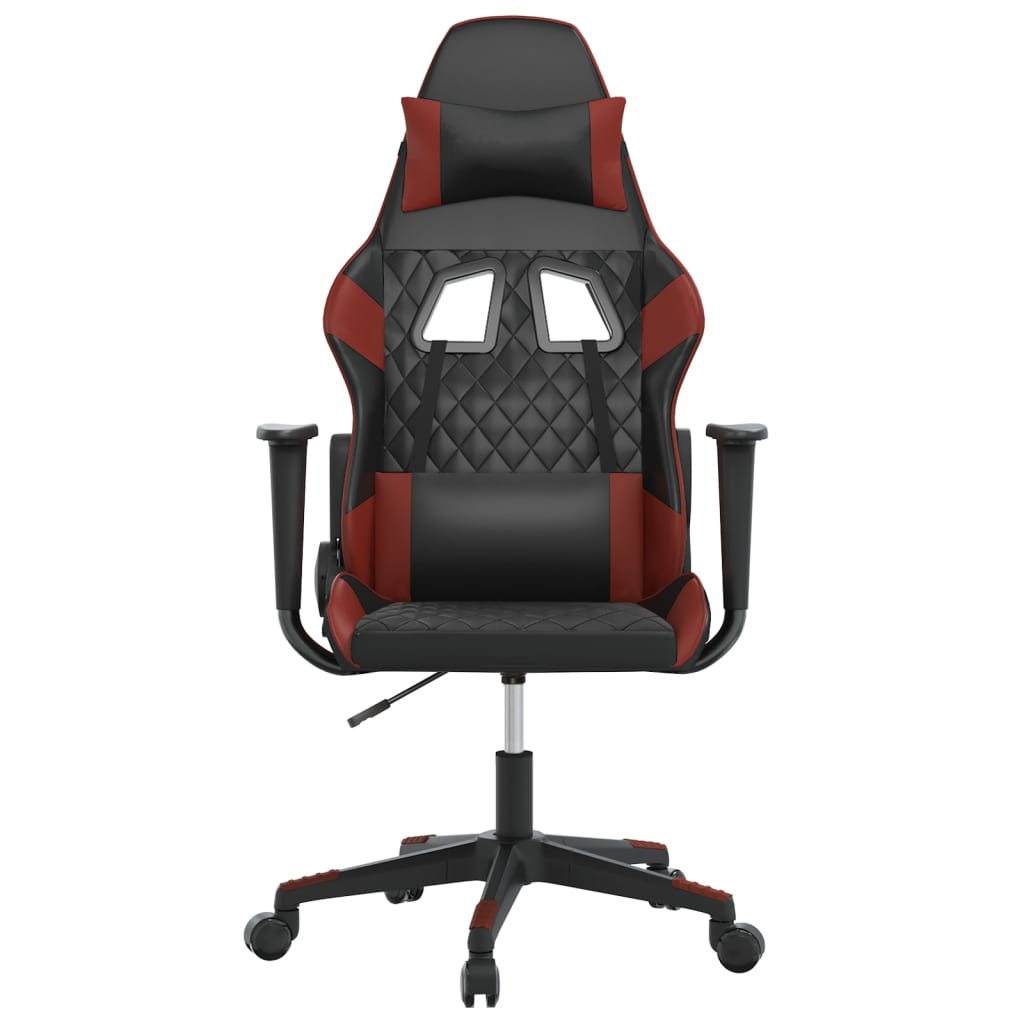 Sedia Gaming Massaggio Nero e Rosso Vino in Similpelle