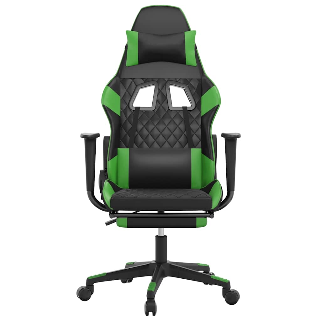 Sedia da Gaming Massaggio Poggiapiedi Nero e Verde Similpelle