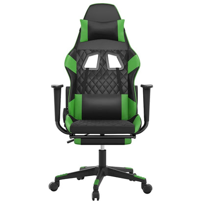 Sedia da Gaming Massaggio Poggiapiedi Nero e Verde Similpelle
