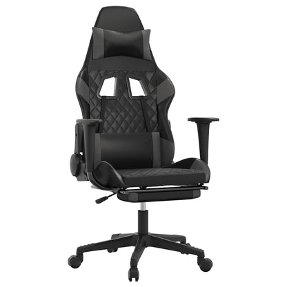 Sedia da Gaming Massaggio Poggiapiedi Nero e Grigio Similpelle