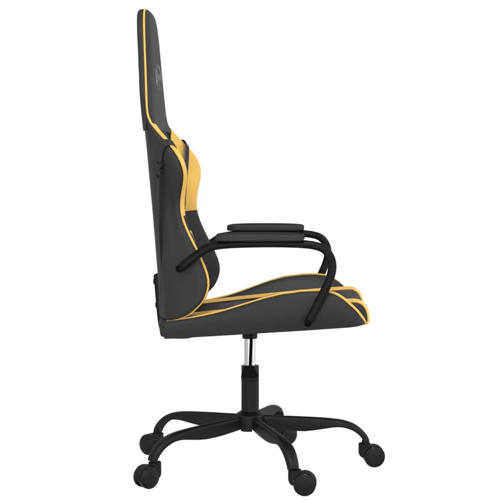Sedia da Gaming Massaggiante Nero e Oro in Similpelle
