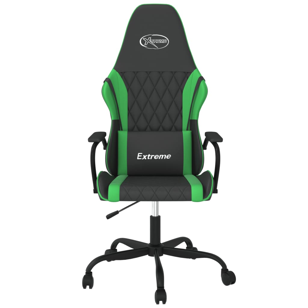 Sedia da Gaming Massaggiante Nero e Verde in Similpelle