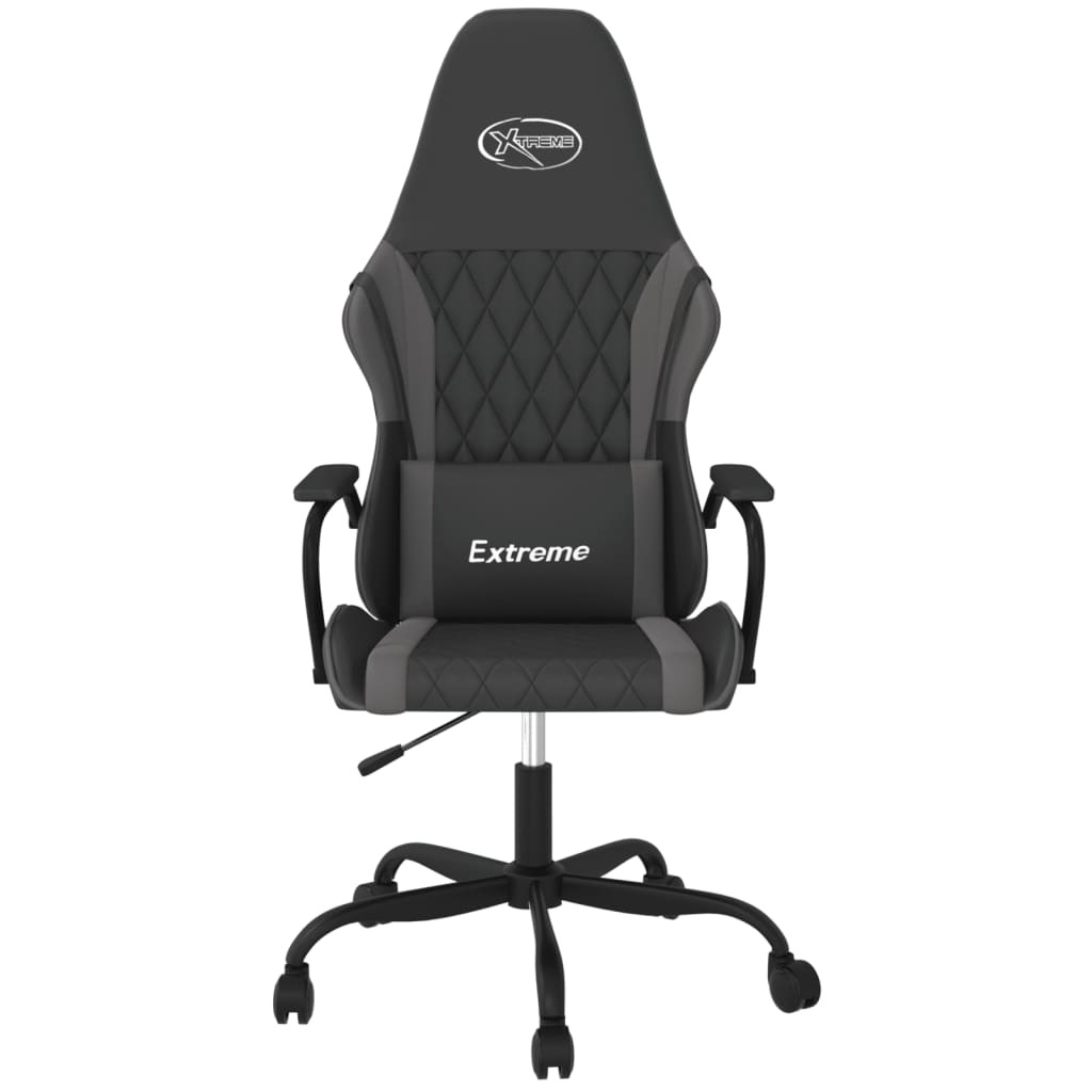 Sedia da Gaming Massaggiante Nero e Grigio in Similpelle
