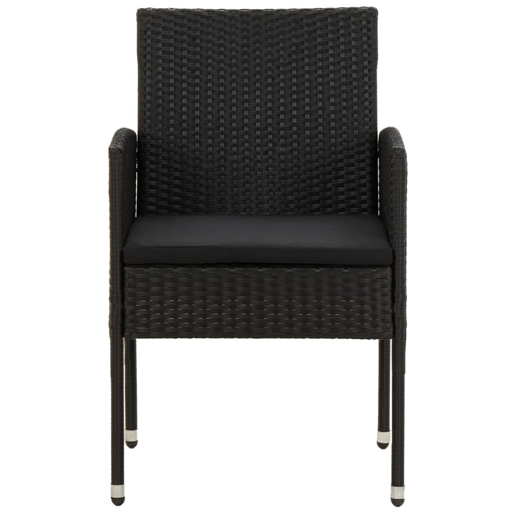 Set da Pranzo per Giardino 3 pz in Polyrattan Nero