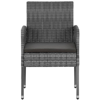 Set da Pranzo per Esterni 3 pz in Polyrattan Grigio