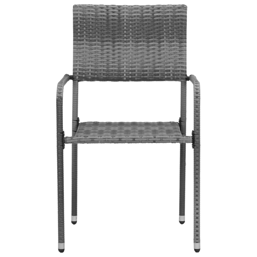 Set da Pranzo per Esterni 5 pz in Polyrattan Grigio