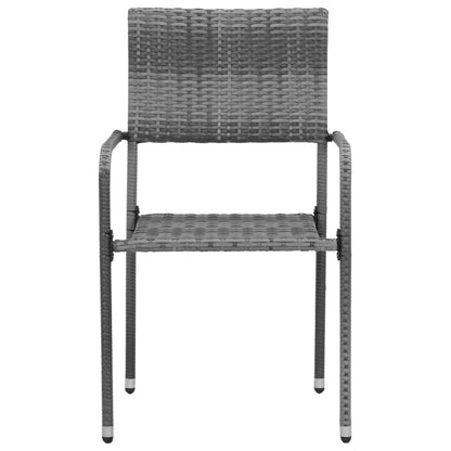 Set da Pranzo per Esterni 5 pz in Polyrattan Grigio