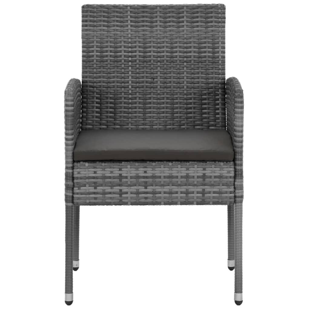 Set da Pranzo per Esterni 5 pz in Polyrattan Grigio