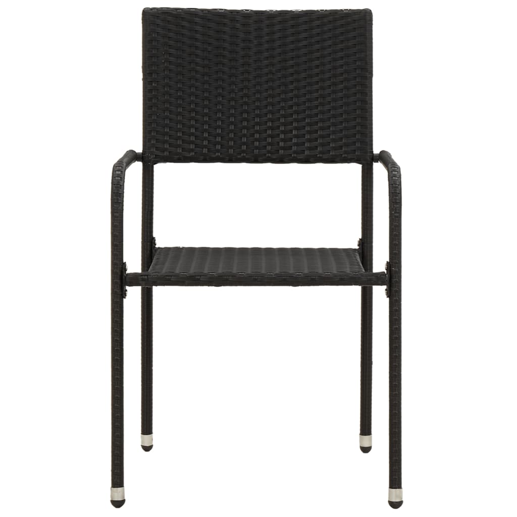 Set da Pranzo per Esterni 7 pz in Polyrattan Nero