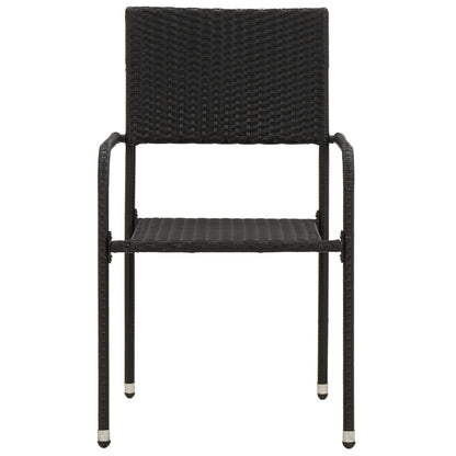 Set da Pranzo per Esterni 7 pz in Polyrattan Nero