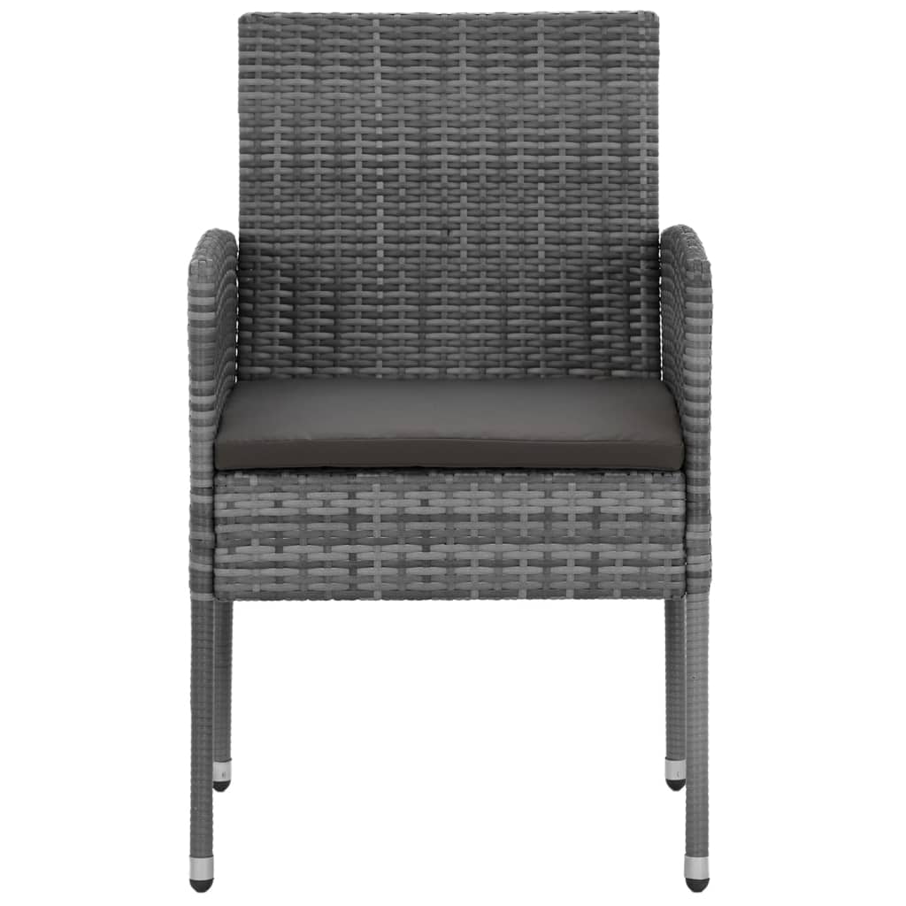 Set da Pranzo per Esterni 7 pz in Polyrattan Grigio