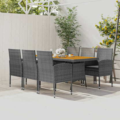 Set da Pranzo per Esterni 7 pz in Polyrattan Grigio