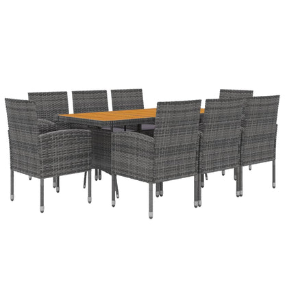 Set da Pranzo per Esterni 9 pz in Polyrattan Grigio