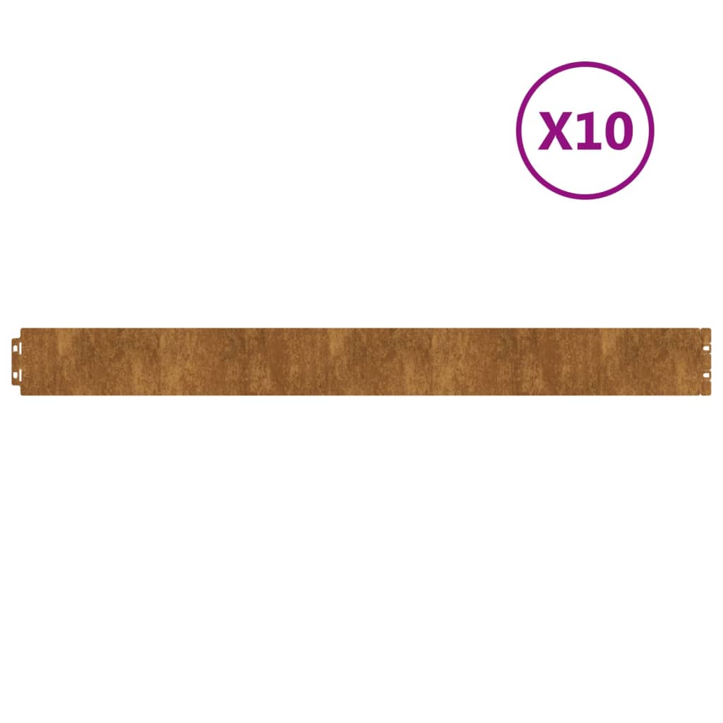 Bordure per Prato 10 pz 10x103 cm Flessibili in Acciaio Corten