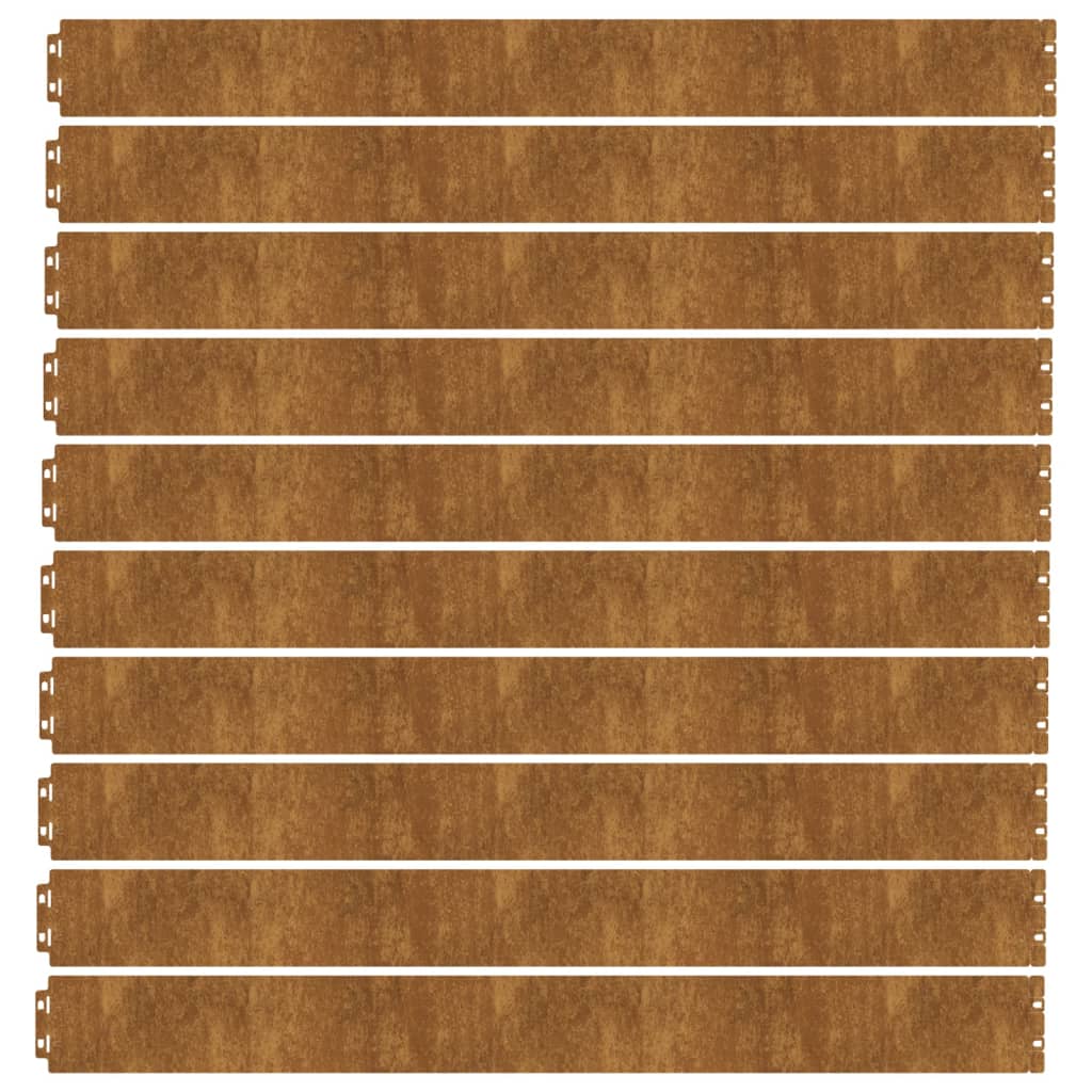 Bordure per Prato 10 pz 10x103 cm Flessibili in Acciaio Corten