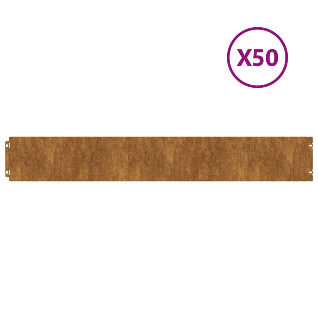 Bordure per Prato 50 pz 15x103 cm Flessibili in Acciaio Corten