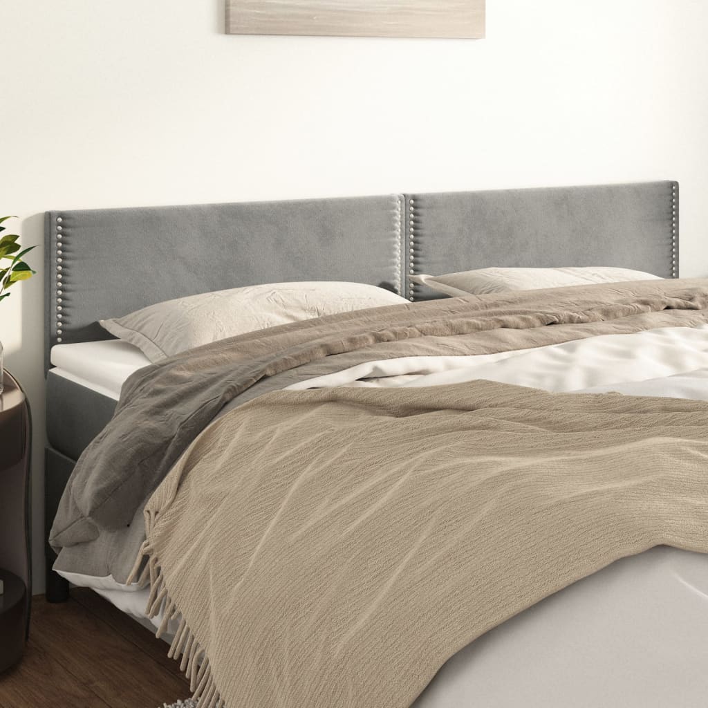 Testiera Grigio Chiaro 160x5x78/88 cm in Velluto