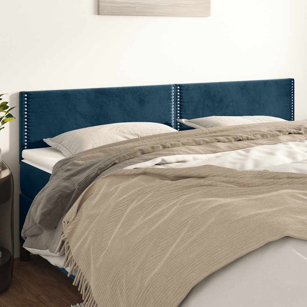 Testiera 2 pz Blu scuro 90x5x78/88 cm in Velluto
