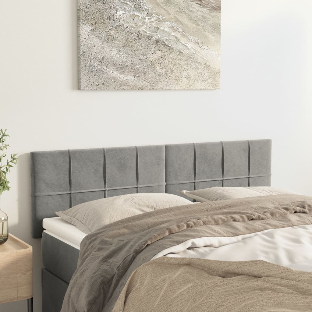 Testiera Grigio Chiaro 144x5x78/88 cm in Velluto