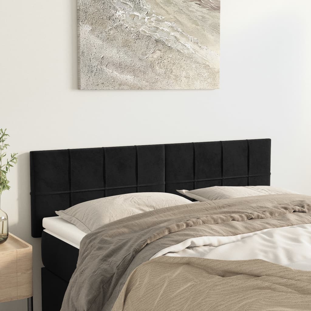 Testiera Nera 144x5x78/88 cm in Velluto