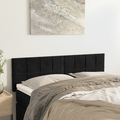 Testiera Nera 144x5x78/88 cm in Velluto
