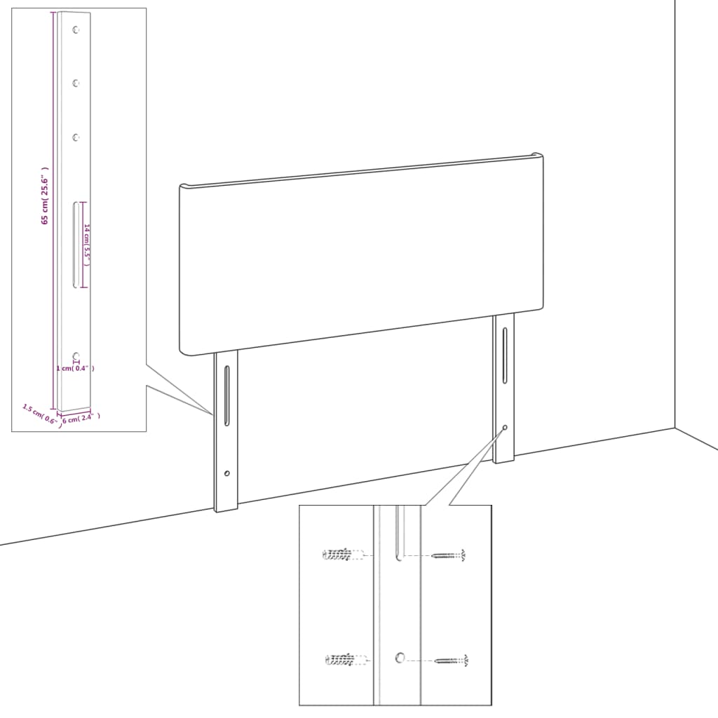 Testiera Grigio Chiaro 100x5x78/88 cm in Tessuto