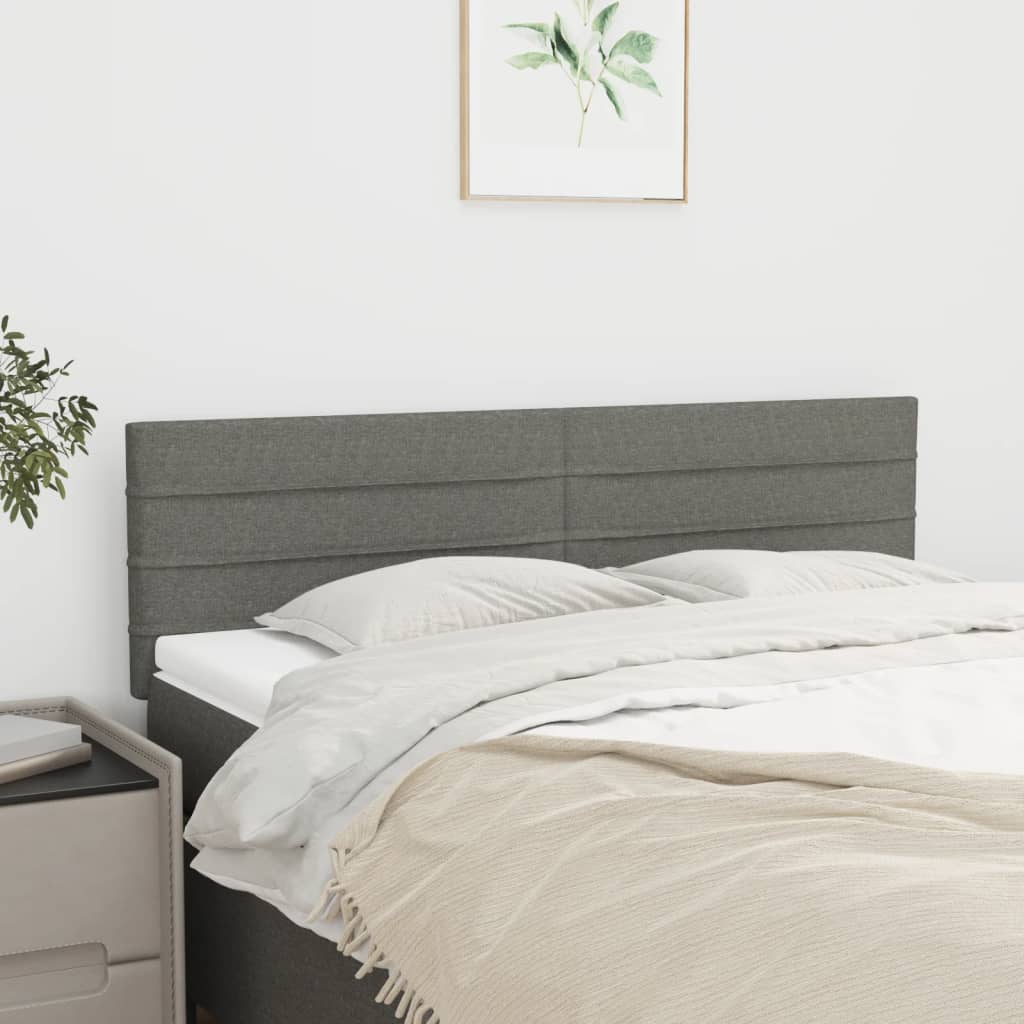 Testiera Grigio Scuro 144x5x78/88 cm in Tessuto