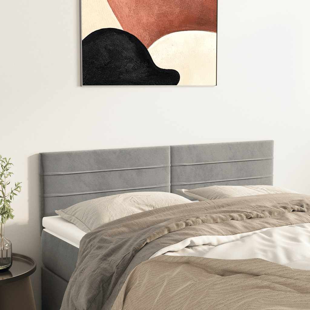 Testiera Grigio Chiaro 144x5x78/88 cm in Velluto