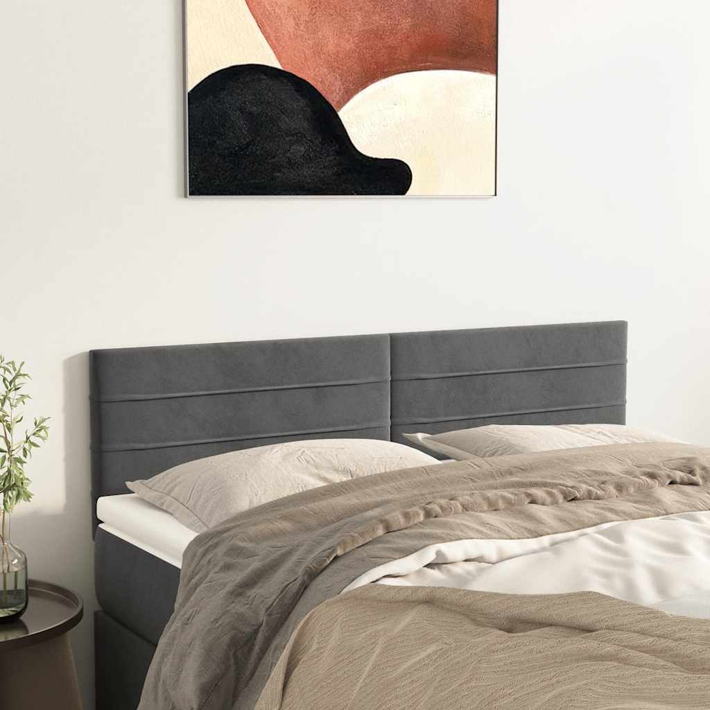 Testiera Grigio Scuro 144x5x78/88 cm in Velluto