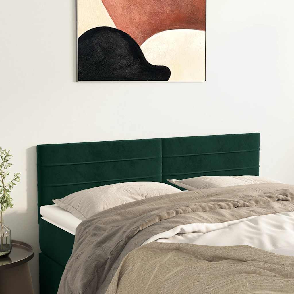 Testiera Verde Scuro 144x5x78/88 cm in Velluto