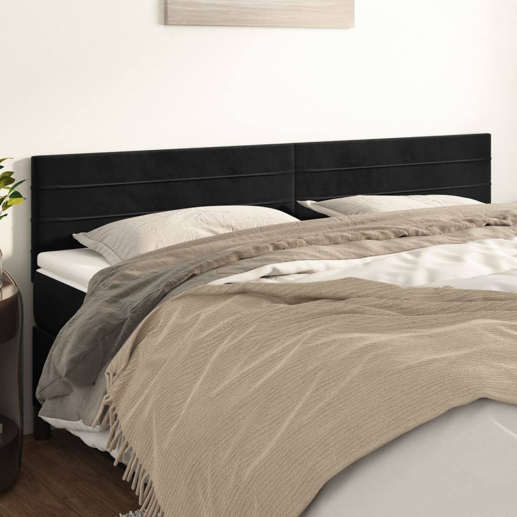 Testiera Nera 160x5x78/88 cm in Velluto