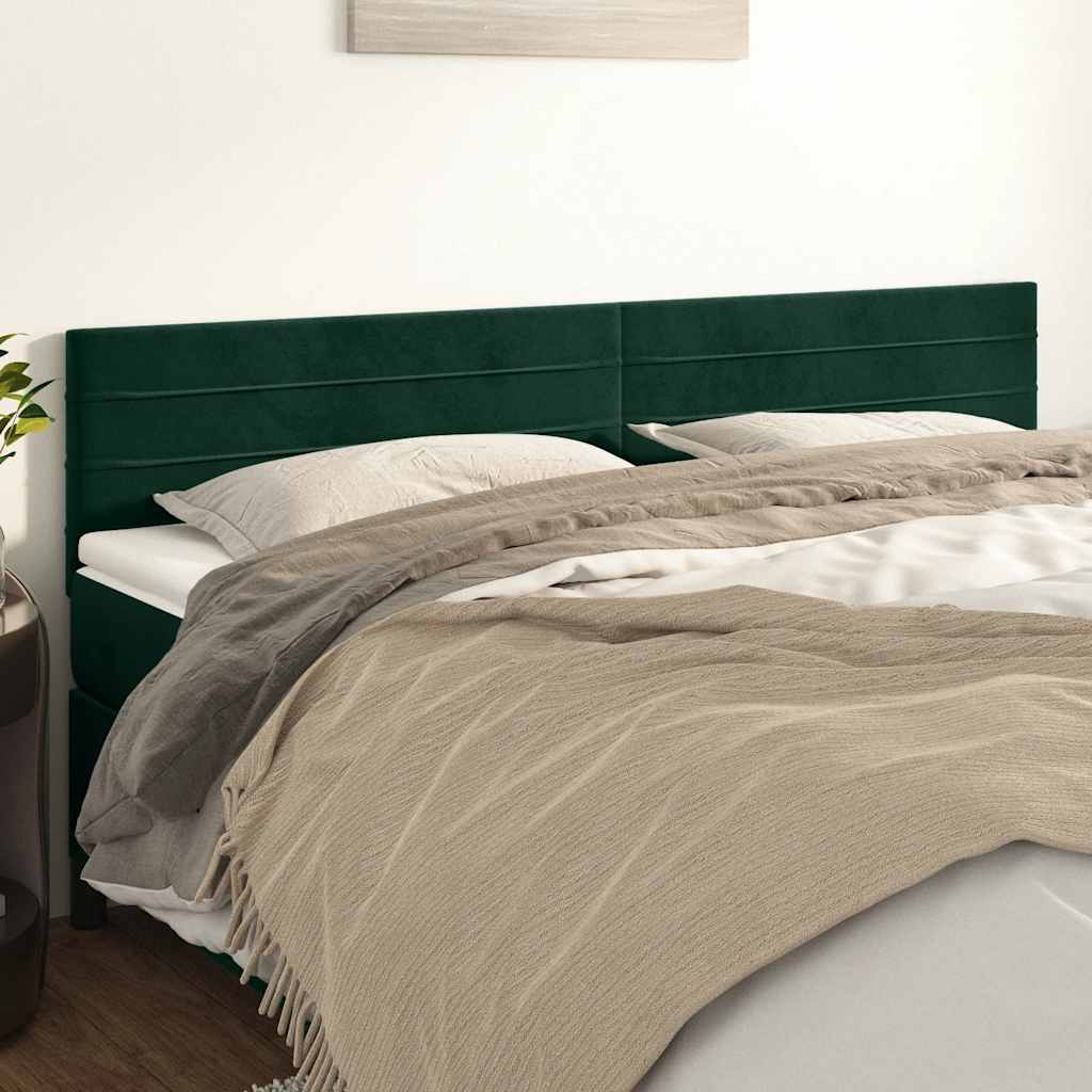 Testiera 2 pz Verde Scuro 80x5x78/88 cm in Velluto
