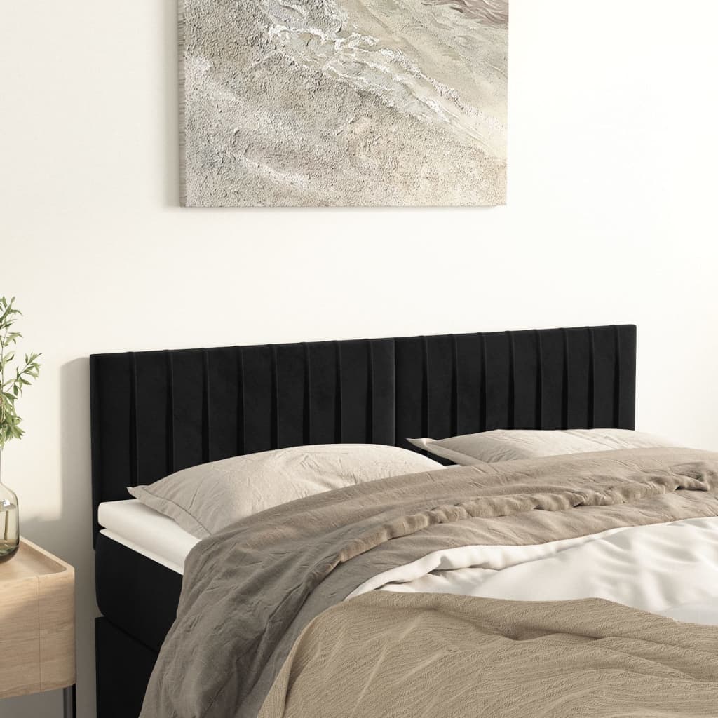 Testiera Nera 144x5x78/88 cm in Velluto