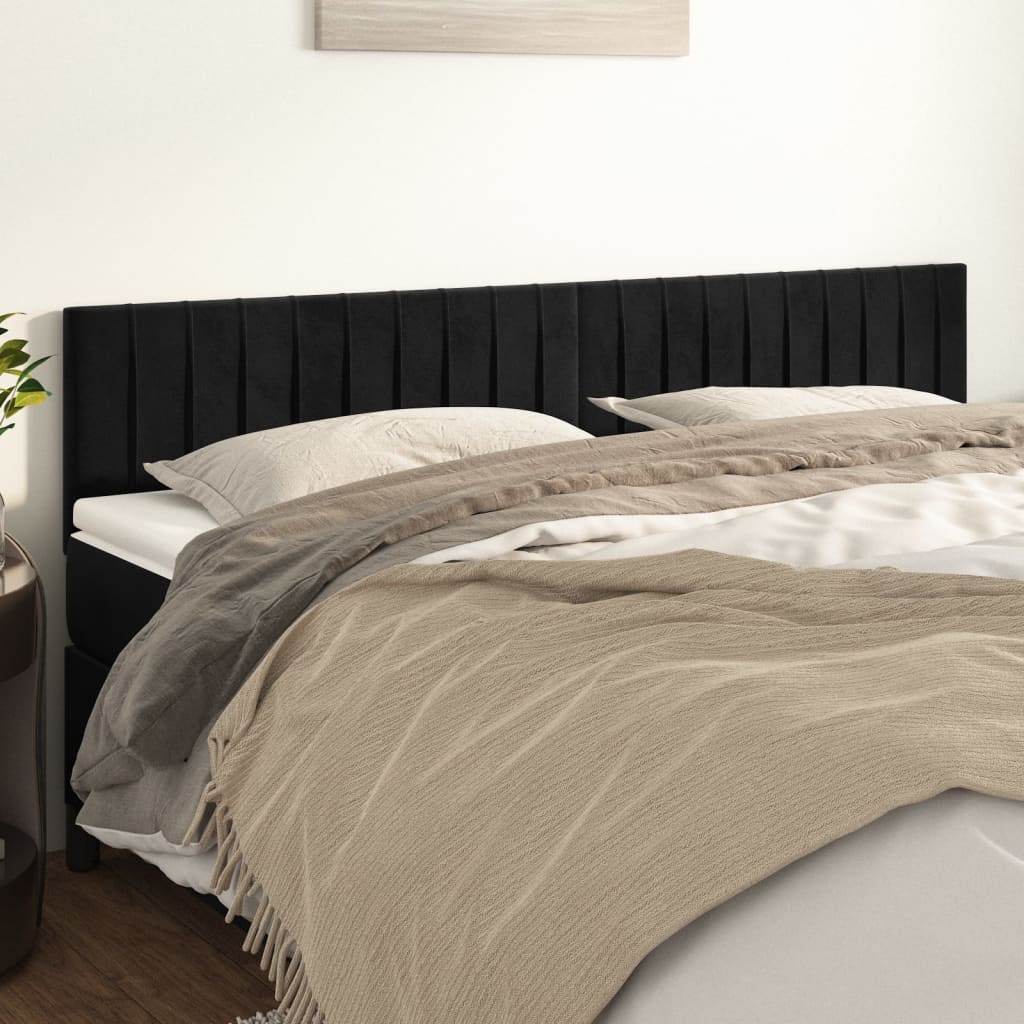 Testiera Nera 180x5x78/88 cm in Velluto