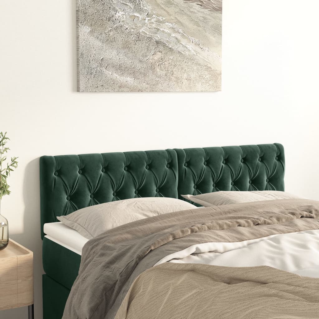 Testiere 2 pz Verde Scuro 72x7x78/88 cm in Velluto