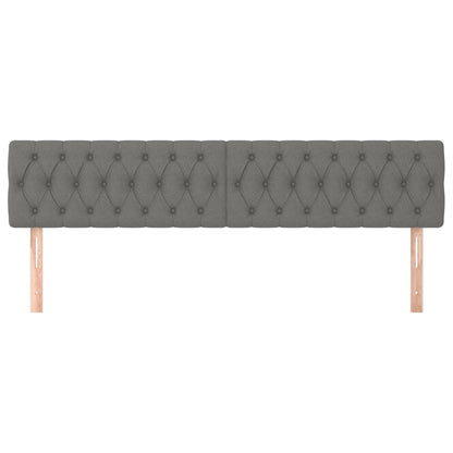 Testiera 2 pz Grigio Scuro 90x7x78/88 cm in Tessuto