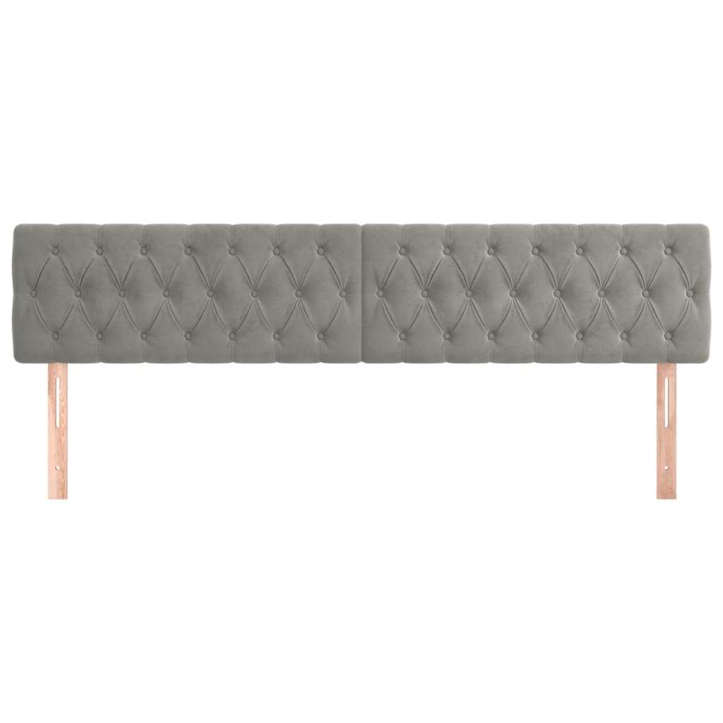 Testiera 2 pz Grigio Chiaro 90 x 7 x 78/88 cm in Velluto