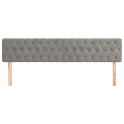 Testiera 2 pz Grigio Chiaro 90 x 7 x 78/88 cm in Velluto