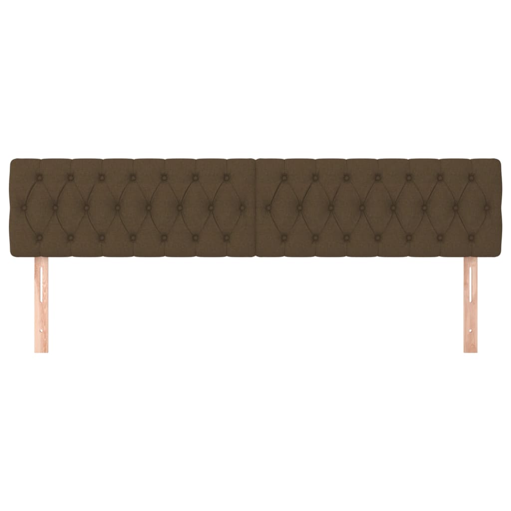 Testiera 2 pz Marrone Scuro 100 x 7 x 78/88 cm in Tessuto