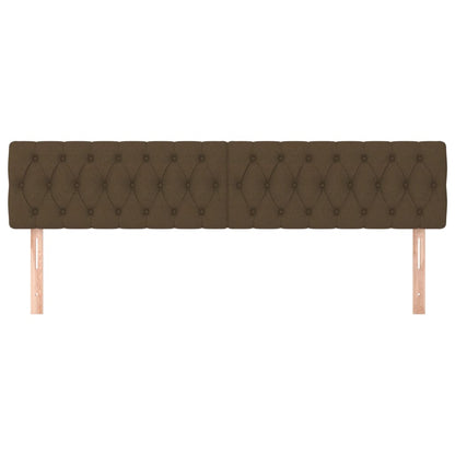 Testiera 2 pz Marrone Scuro 100 x 7 x 78/88 cm in Tessuto