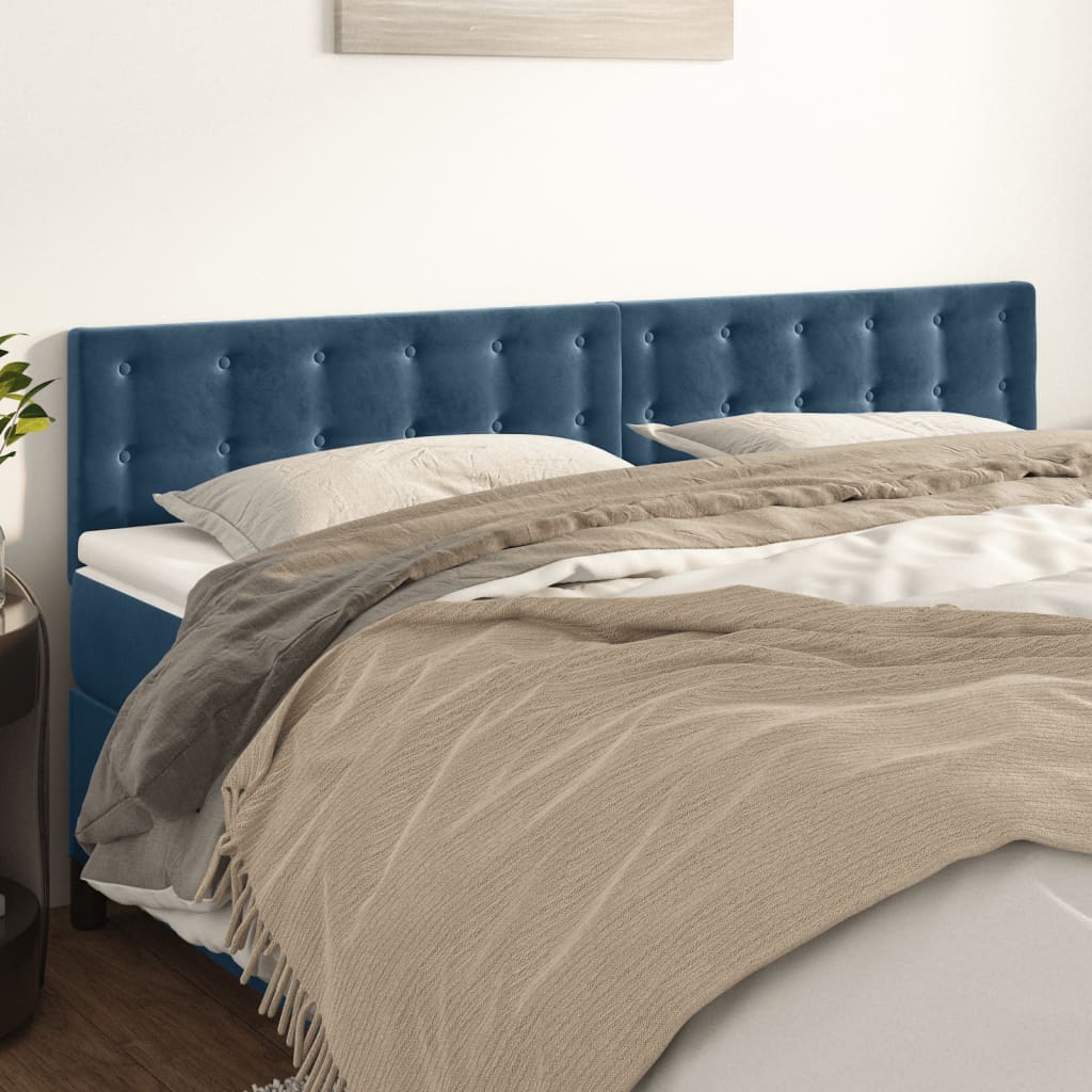 Testiera 2 pz Blu Scuro 80x5x78/88 cm in Velluto