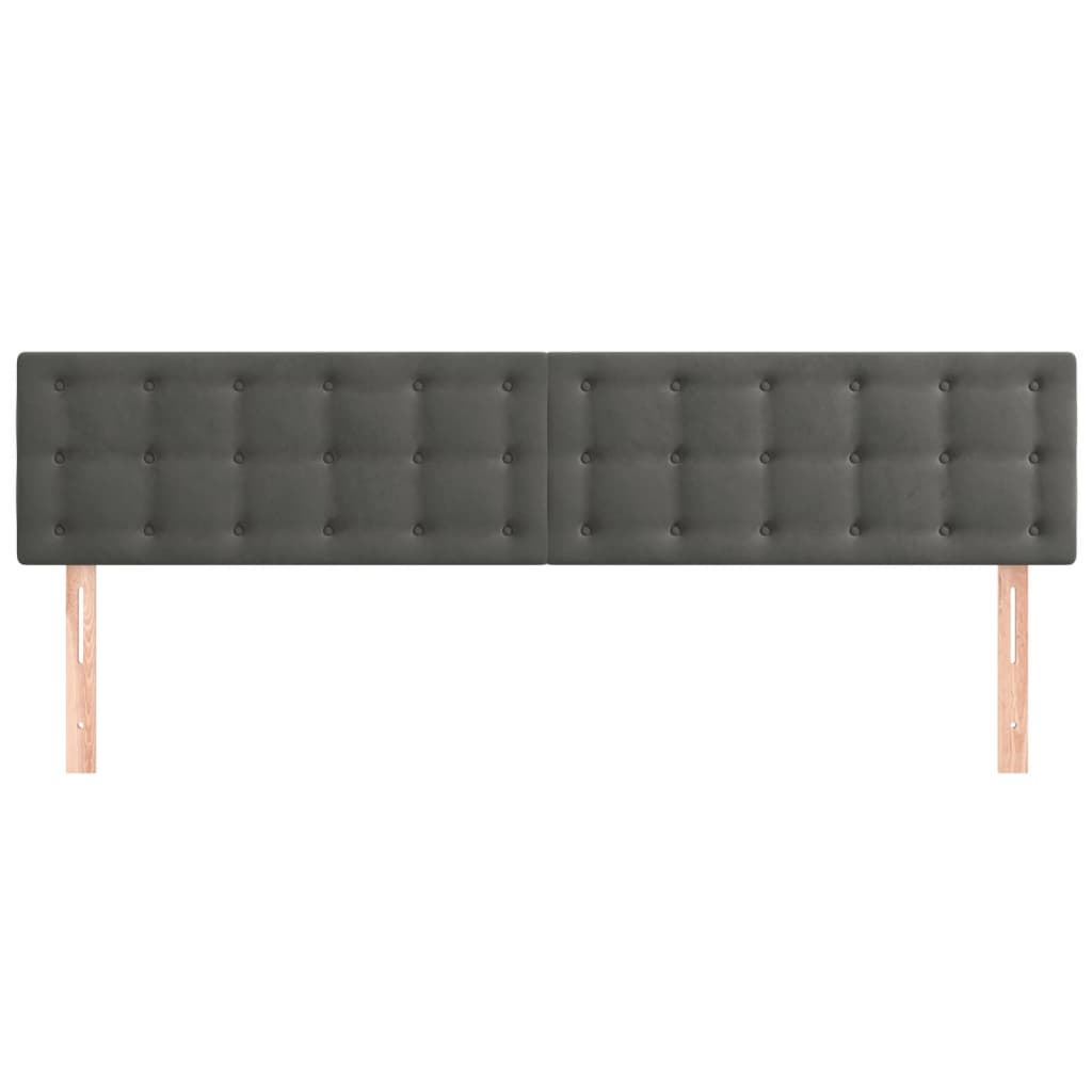 Testiera 2 pz Grigio Scuro 90x5x78/88 cm in Velluto