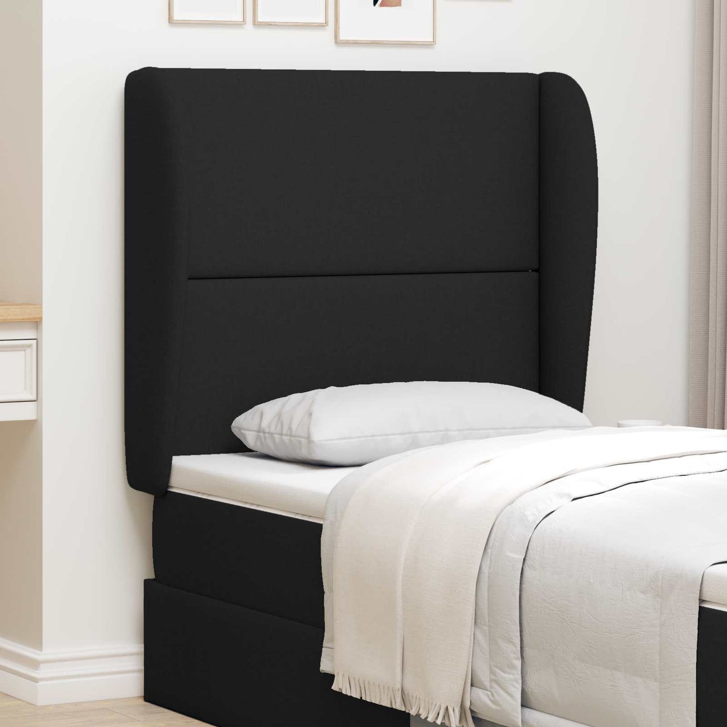 Orecchia della Testata Nero 80 x 23 x 6 cm Schiuma e Tessuto