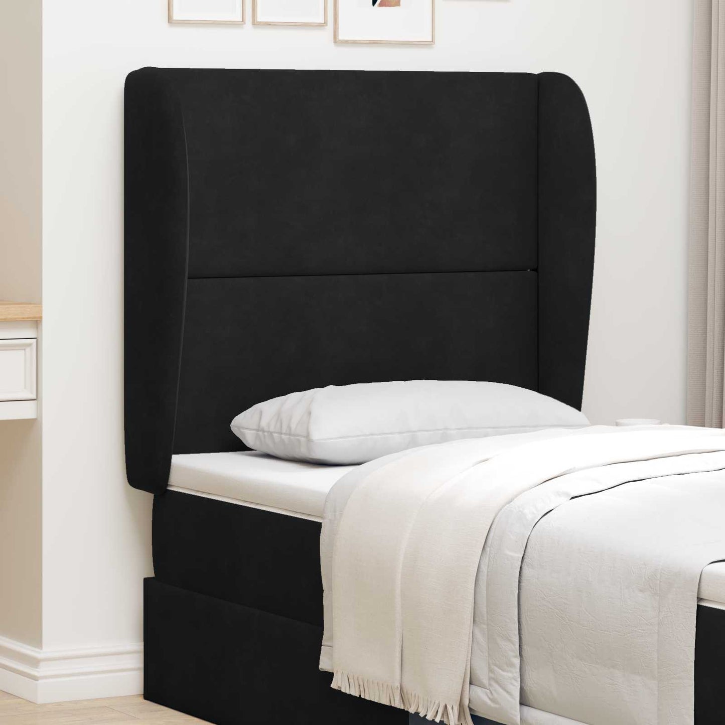 Orecchia della Testata Nero 80 x 23 x 6 cm Velluto