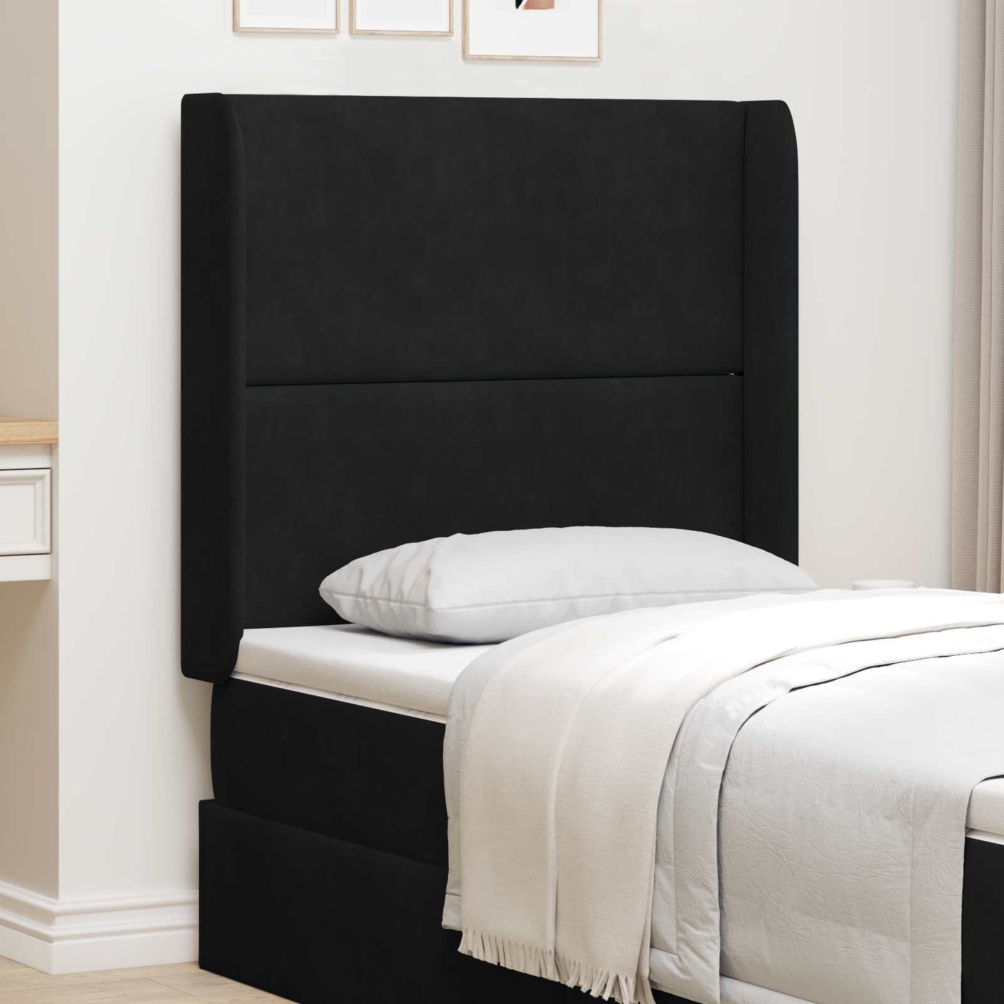 Orecchia della Testata Nero 80 x 16 x 4 cm Velluto