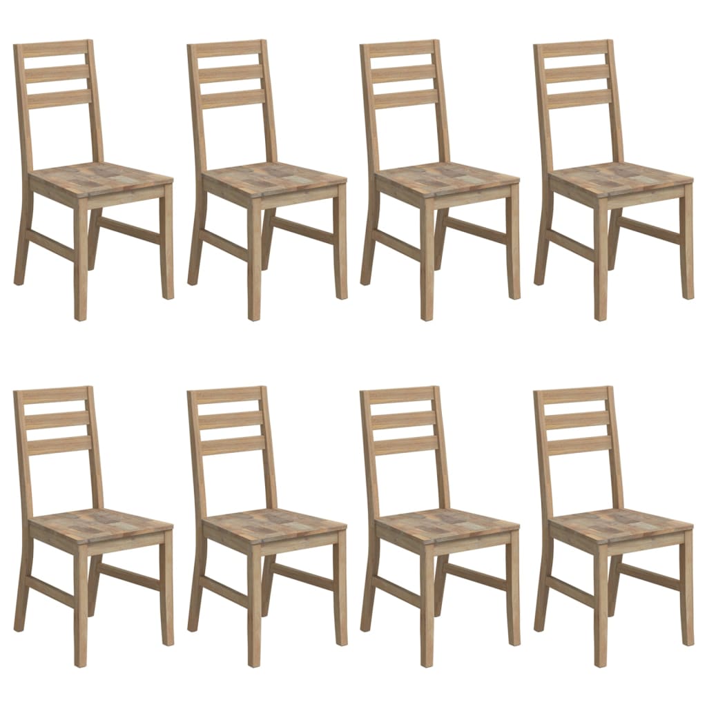 Sedie da Pranzo 8 pz in Legno Massello di Acacia