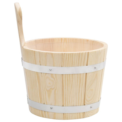 Set Secchiello e Mestolo da Sauna in Legno Massello di Pino