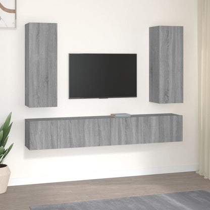 Set di Mobili Porta TV 5 pz Grigio Sonoma in Legno Multistrato