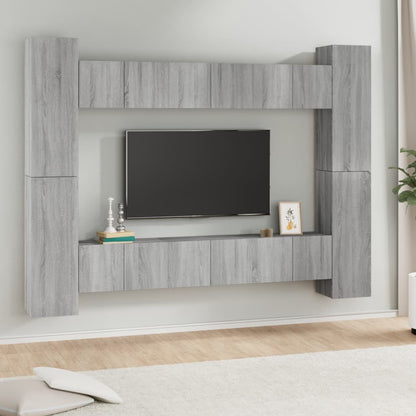 Set Mobili Porta TV 10 pz Grigio Sonoma in Legno Multistrato